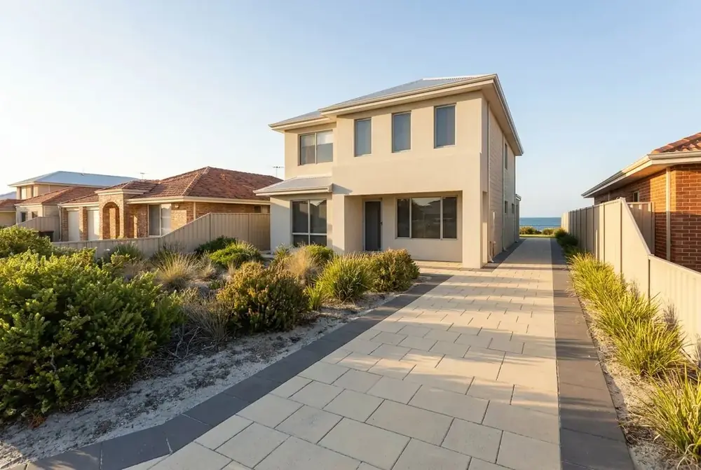 Coastal grade concrete paving at a Hillarys home in Perth by IBP Paving
