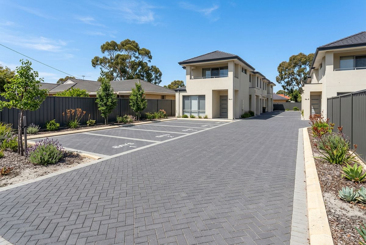 Commercial strata paving in 80 mm interlocking pavers in Perth by IBP Paving