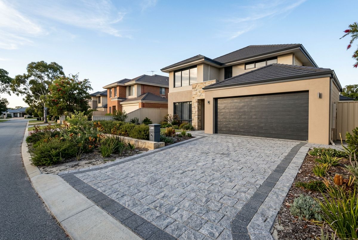Granite paving driveway in flamed grey granite, Perth by IBP Paving