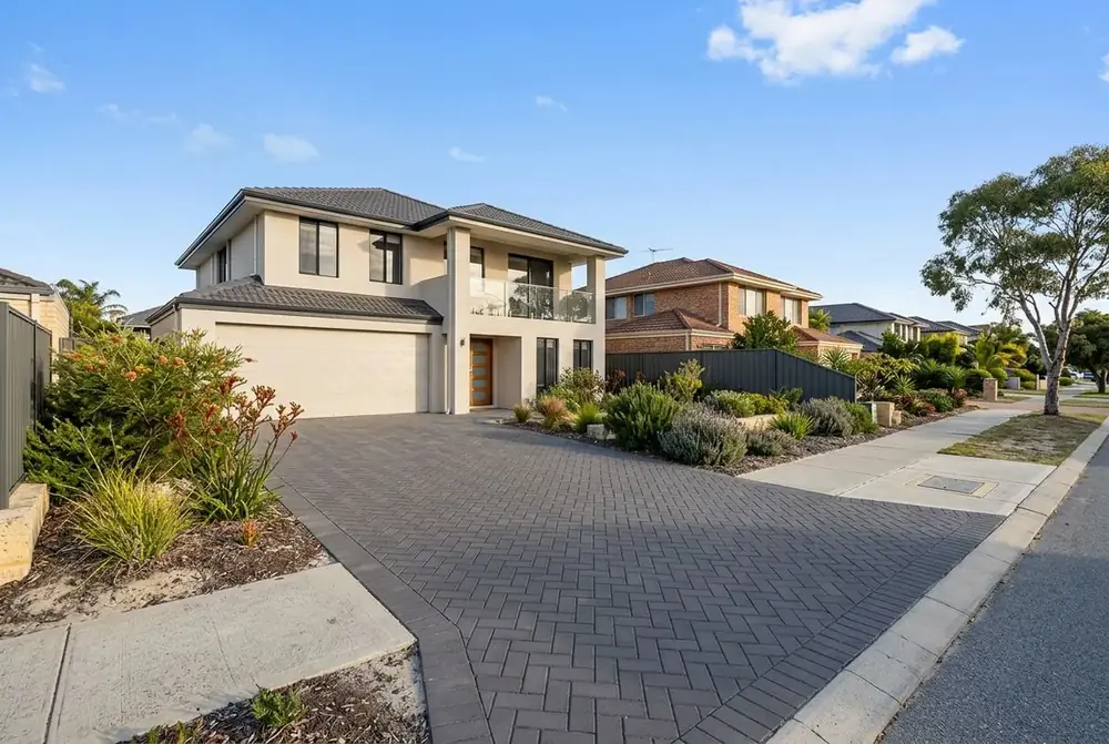 Herringbone paving driveway in charcoal concrete pavers, Perth by IBP Paving