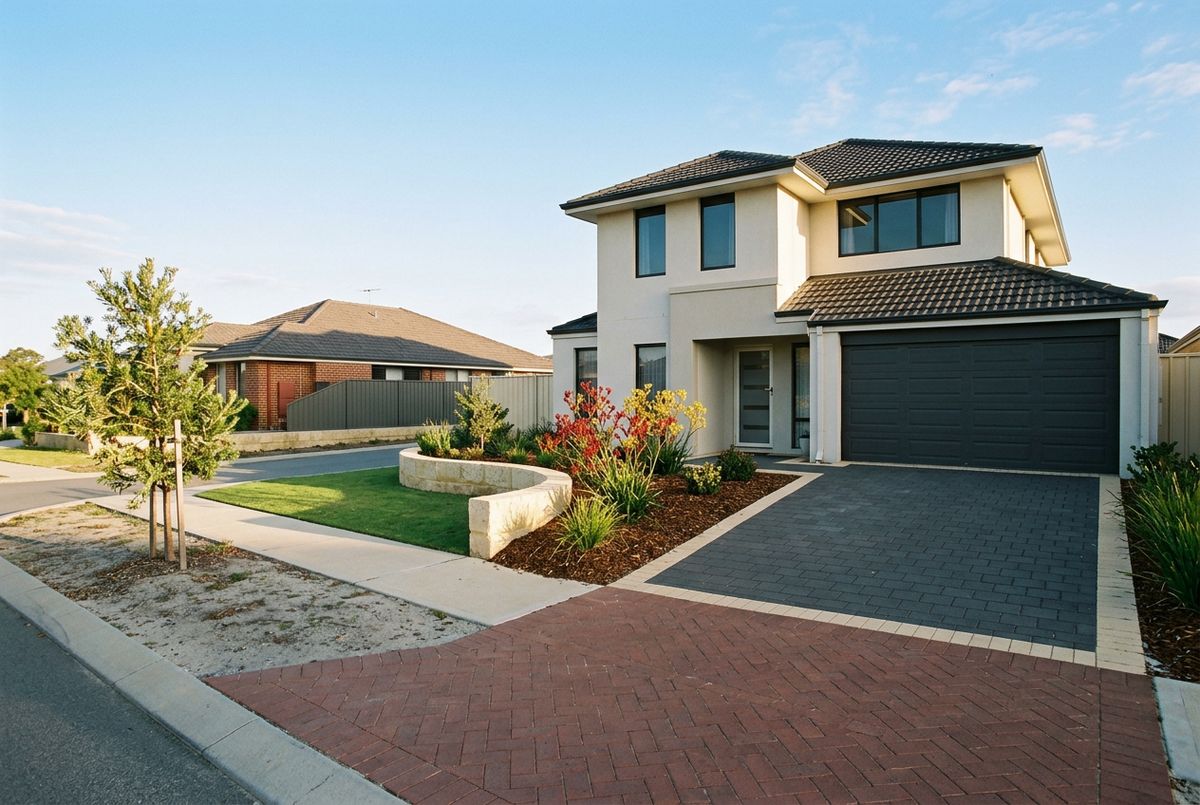 Landscaping and paving with a limestone wall and native garden in Perth by IBP Paving