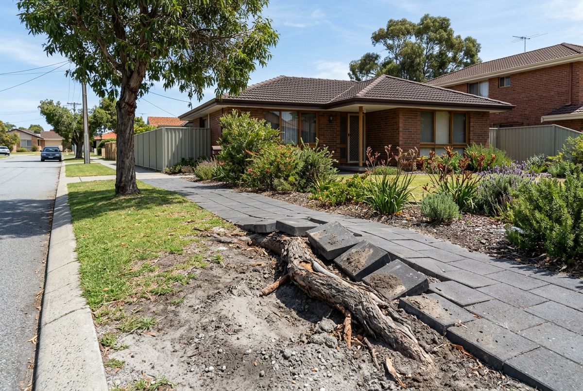 Pavers lifted by tree roots on a front path in Duncraig, Perth by IBP Paving (illustrative image, not a client job)