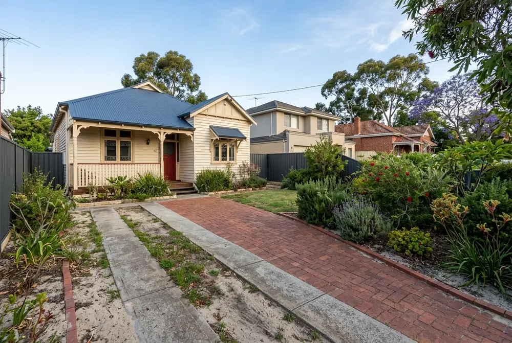 Red brick path at a character cottage in Bassendean