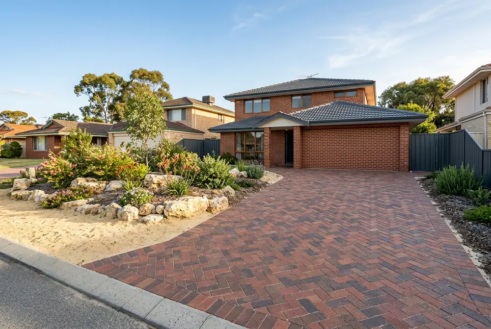 Relaid brick paving driveway at a 1980s home in Kallaroo, Perth
