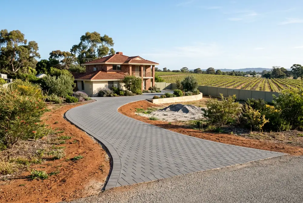 Concrete paver driveway on a semi rural block in Middle Swan, Perth