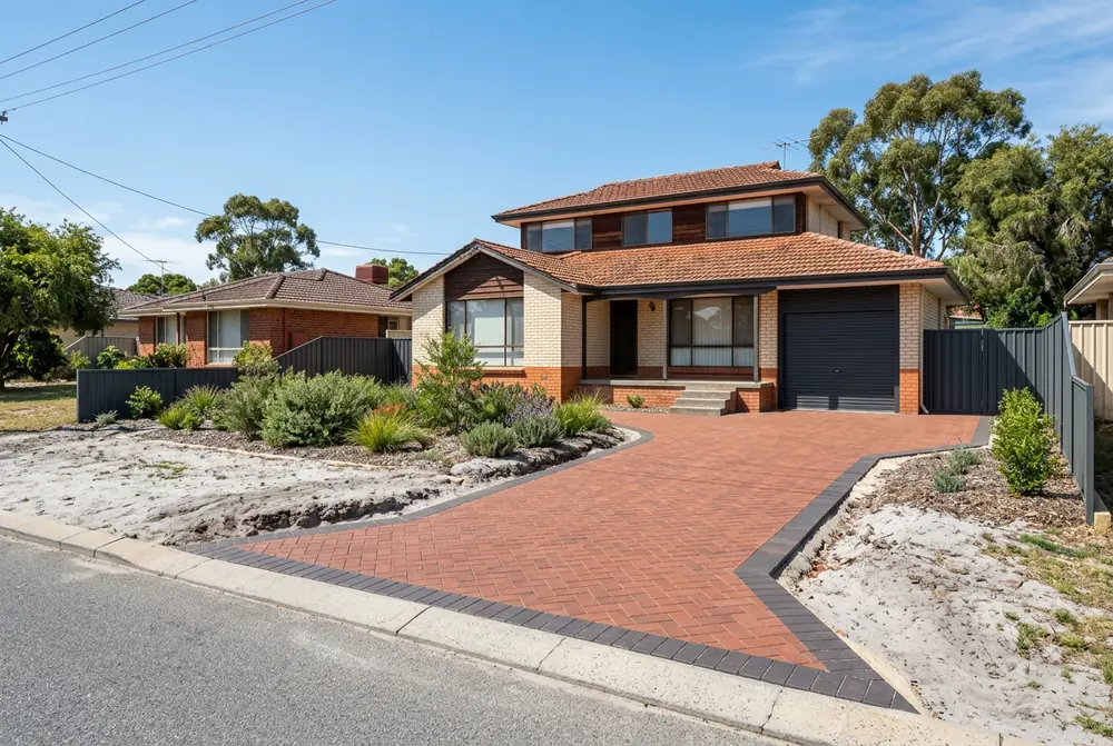 Relaid brick driveway at a late 1970s home in Noranda, Perth