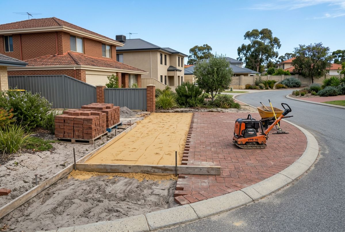 Lift and relay of brick paving driveway in Madeley, Perth by IBP Paving (illustrative image, not a client job)