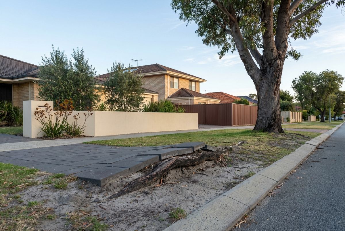 Pavers lifted by tree roots on a front path in Perth by IBP Paving (illustrative image, not a client job)