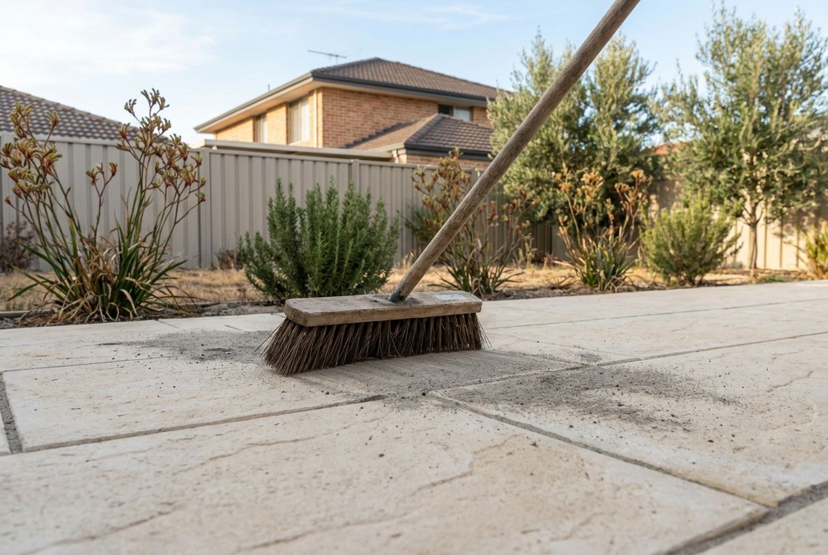 Re-sanding paving joints after repair in Perth by IBP Paving (illustrative image, not a client job)