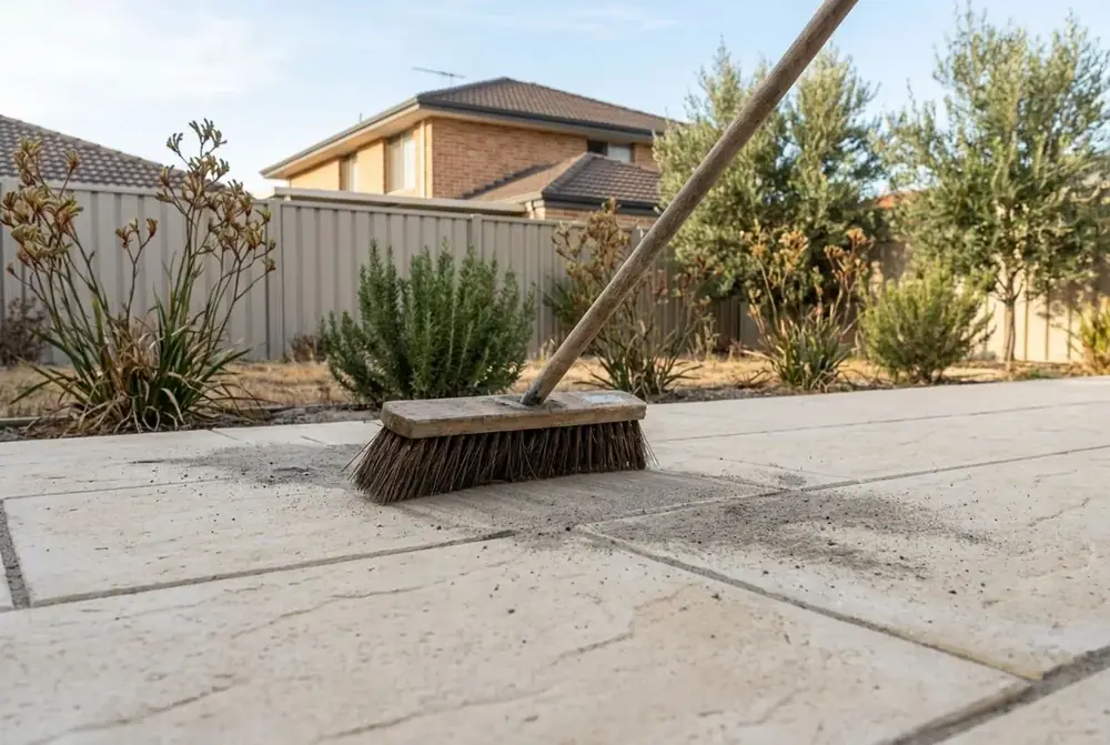 Re-sanding paving joints after repair in Perth by IBP Paving