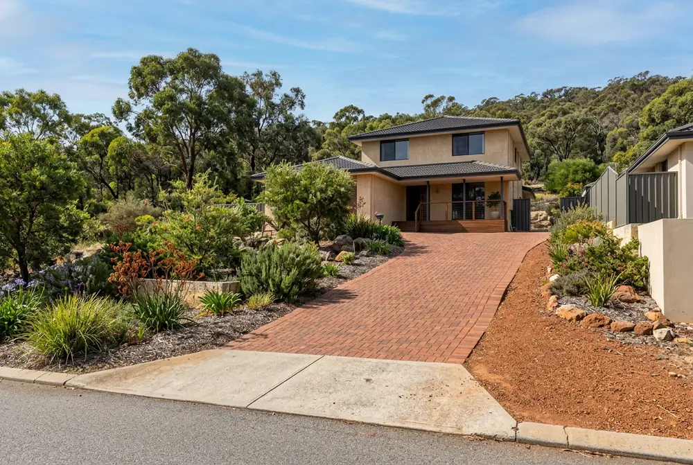 Sloping brick driveway on laterite ground in Swan View, Perth