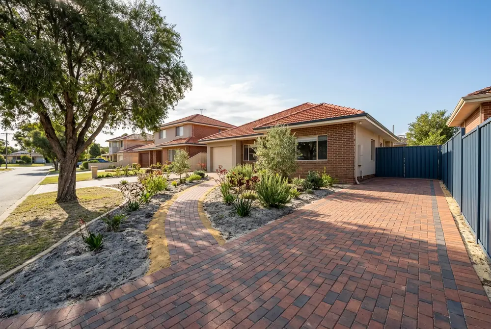 New brick paved driveway at a post-war home in Tuart Hill, Perth