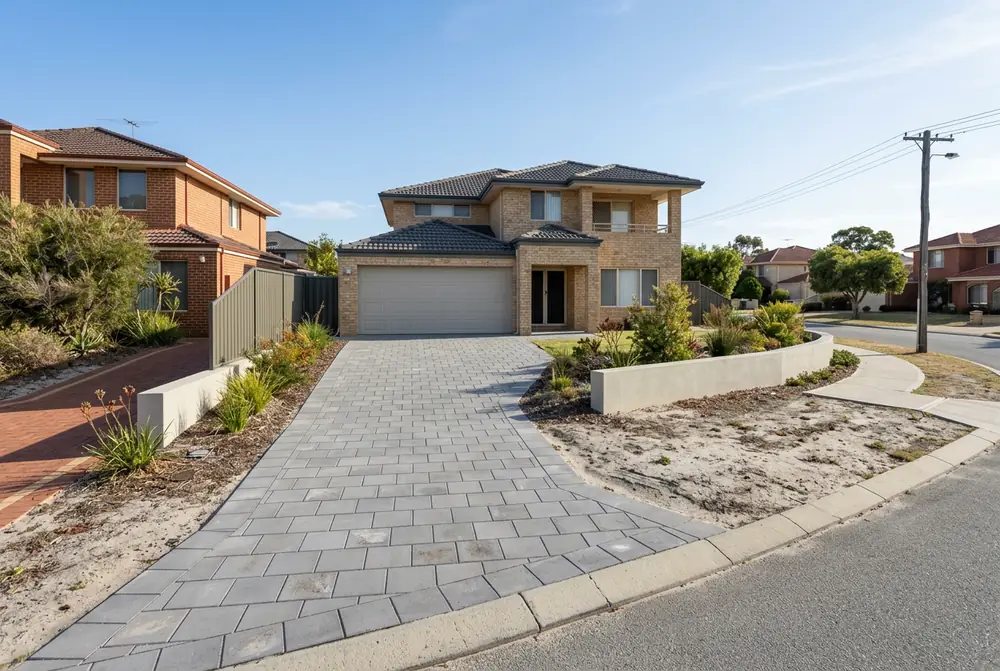 Relaid paver driveway at a 2000s home in Wattle Grove, Perth