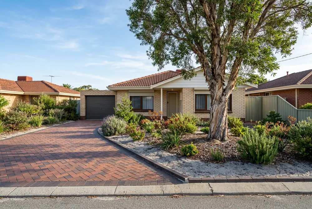 Relaid herringbone driveway at a 1980s brick home in Willetton, Perth
