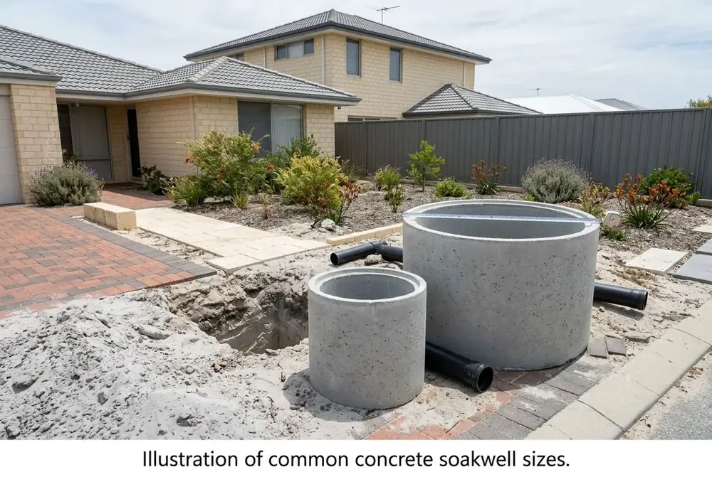 Soakwell installation concrete rings in Landsdale, Perth by IBP Paving