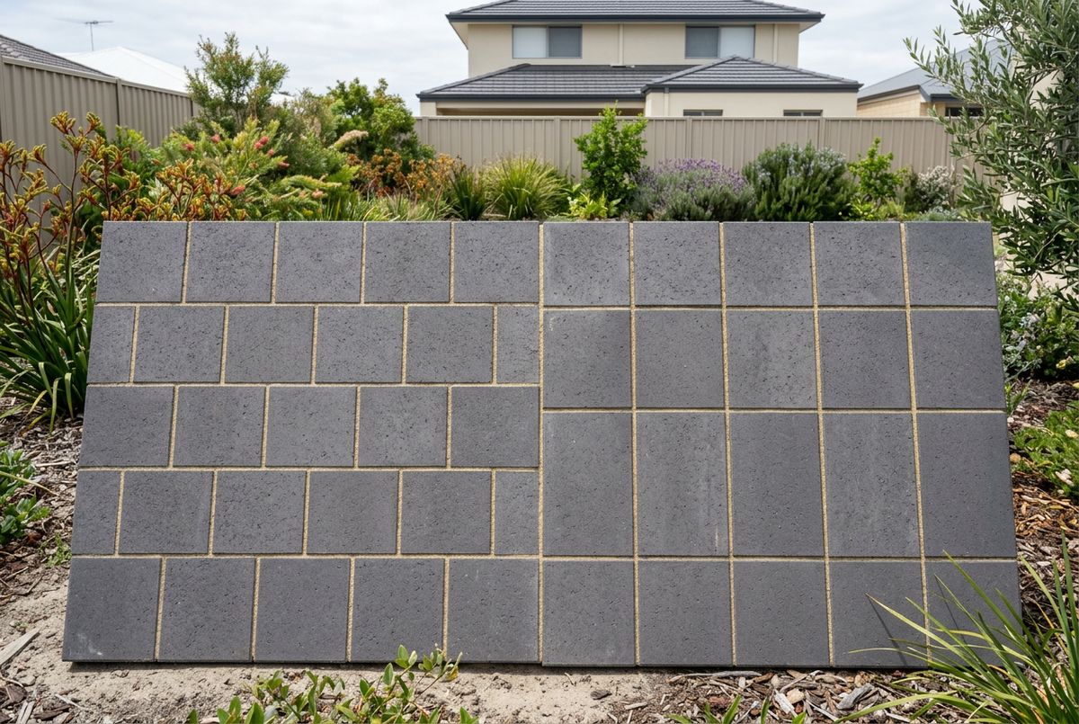 Stretcher bond and stack bond paving patterns compared, Perth