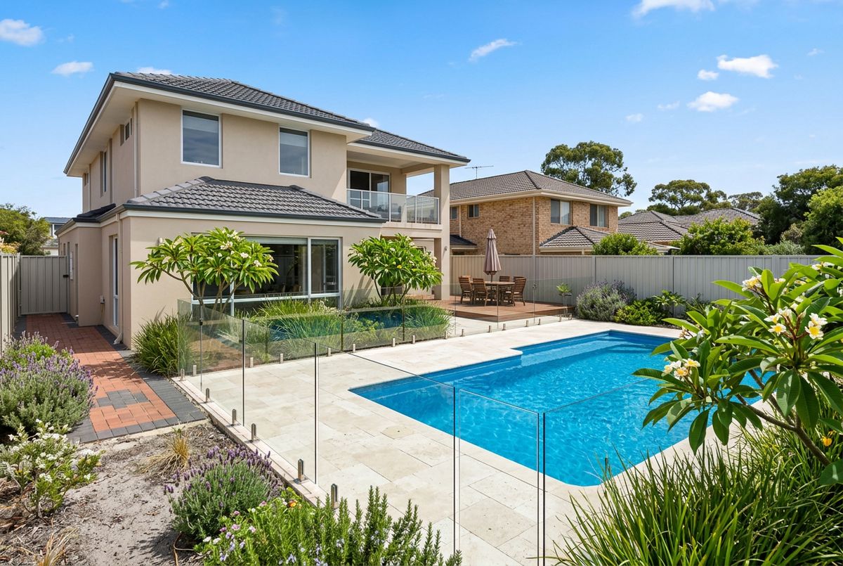 Travertine paving pool surround in French pattern, Perth by IBP Paving