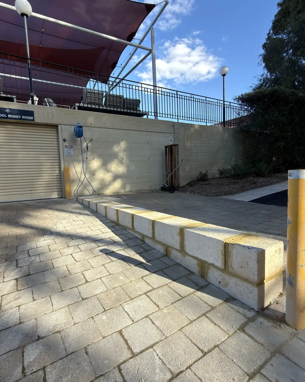 Strata paving with limestone block walls in Perth by IBP Paving